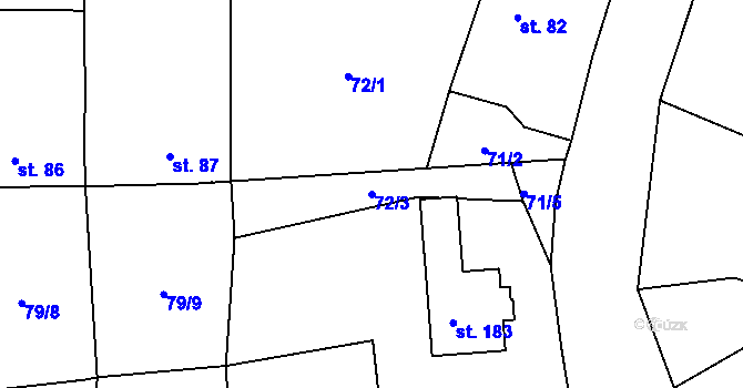 Parcela st. 72/3 v KÚ Chrastavice, Katastrální mapa