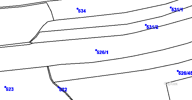 Parcela st. 526/1 v KÚ Chrastavice, Katastrální mapa