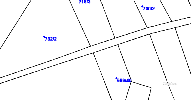 Parcela st. 686/2 v KÚ Chrastavice, Katastrální mapa