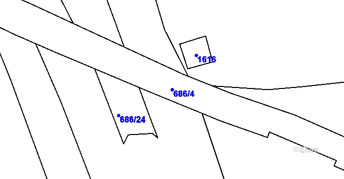Parcela st. 686/4 v KÚ Chrastavice, Katastrální mapa