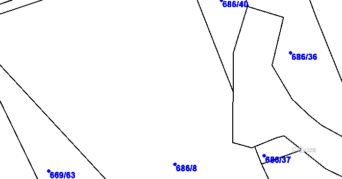 Parcela st. 686/7 v KÚ Chrastavice, Katastrální mapa