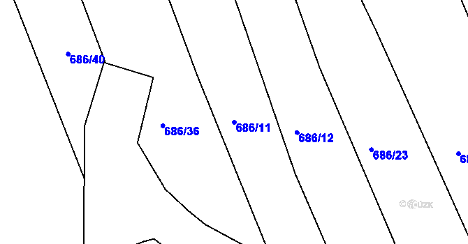 Parcela st. 686/11 v KÚ Chrastavice, Katastrální mapa