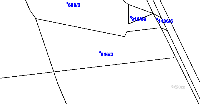 Parcela st. 916/3 v KÚ Chrastavice, Katastrální mapa