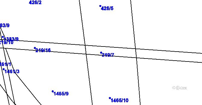 Parcela st. 219/7 v KÚ Chrastavice, Katastrální mapa