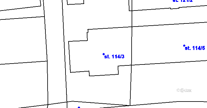 Parcela st. 114/3 v KÚ Chrastavice, Katastrální mapa
