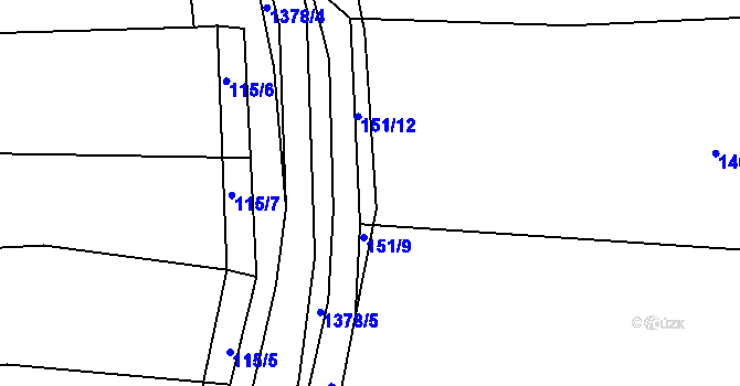 Parcela st. 151/12 v KÚ Chrastavice, Katastrální mapa