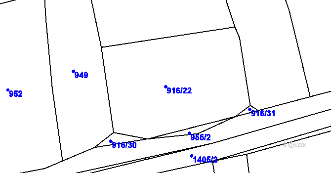 Parcela st. 916/22 v KÚ Chrastavice, Katastrální mapa