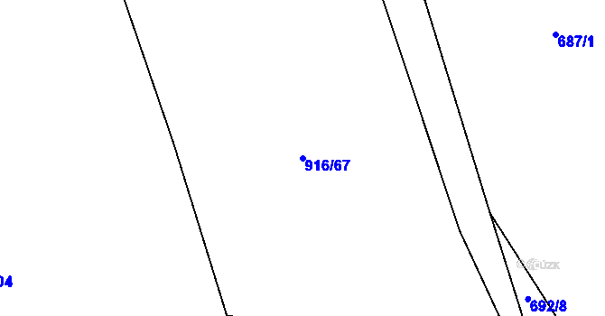 Parcela st. 916/67 v KÚ Chrastavice, Katastrální mapa