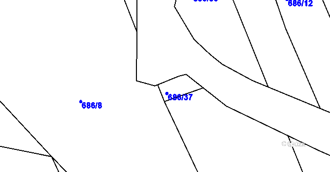 Parcela st. 686/42 v KÚ Chrastavice, Katastrální mapa