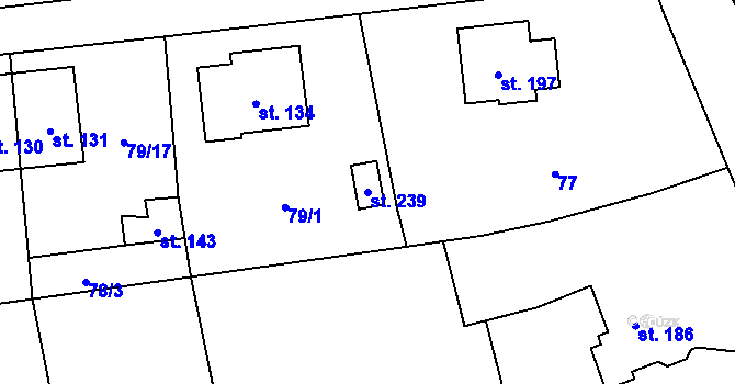 Parcela st. 239 v KÚ Chrastavice, Katastrální mapa