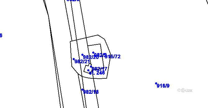 Parcela st. 916/72 v KÚ Chrastavice, Katastrální mapa