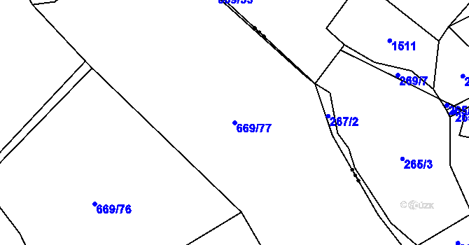 Parcela st. 669/77 v KÚ Chrastavice, Katastrální mapa