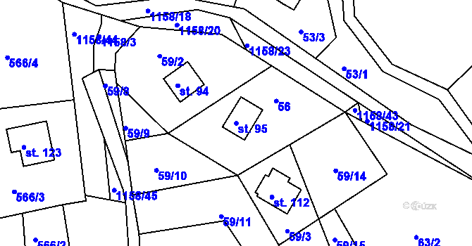 Parcela st. 95 v KÚ Hynčice pod Sušinou, Katastrální mapa
