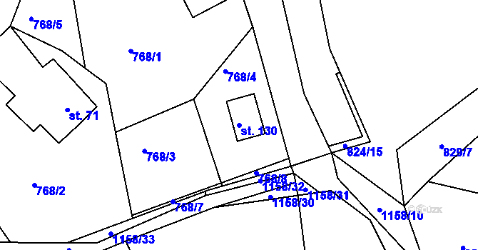 Parcela st. 130 v KÚ Hynčice pod Sušinou, Katastrální mapa