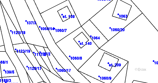 Parcela st. 140 v KÚ Hynčice pod Sušinou, Katastrální mapa