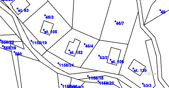 Parcela st. 46/4 v KÚ Hynčice pod Sušinou, Katastrální mapa