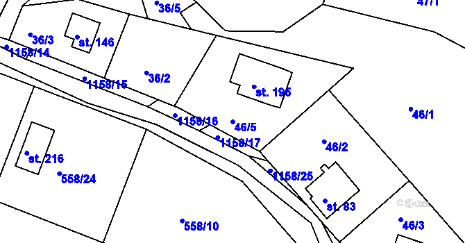 Parcela st. 46/5 v KÚ Hynčice pod Sušinou, Katastrální mapa