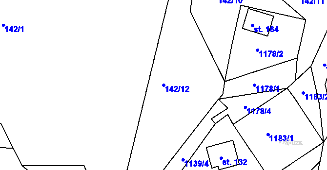 Parcela st. 142/12 v KÚ Hynčice pod Sušinou, Katastrální mapa