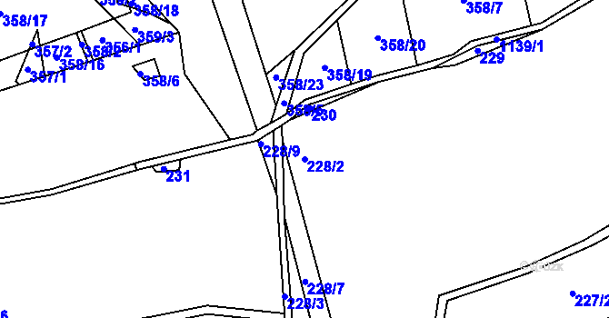 Parcela st. 228/2 v KÚ Hynčice pod Sušinou, Katastrální mapa