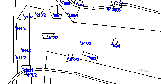 Parcela st. 495/3 v KÚ Hynčice pod Sušinou, Katastrální mapa