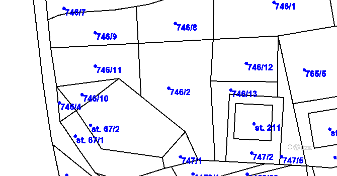 Parcela st. 746/2 v KÚ Hynčice pod Sušinou, Katastrální mapa