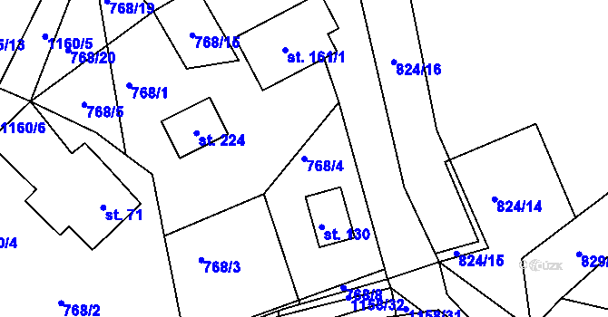 Parcela st. 768/4 v KÚ Hynčice pod Sušinou, Katastrální mapa