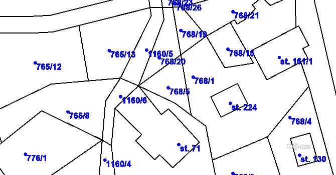 Parcela st. 768/5 v KÚ Hynčice pod Sušinou, Katastrální mapa