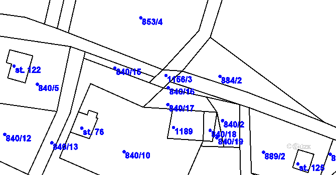 Parcela st. 840/16 v KÚ Hynčice pod Sušinou, Katastrální mapa