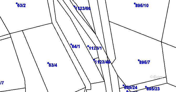 Parcela st. 1123/1 v KÚ Hynčice pod Sušinou, Katastrální mapa