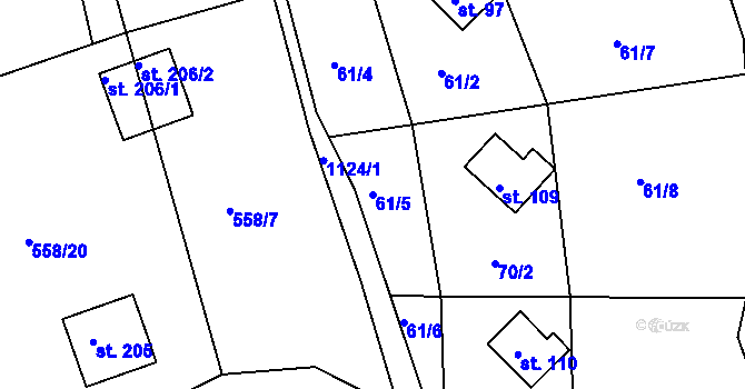 Parcela st. 61/5 v KÚ Hynčice pod Sušinou, Katastrální mapa