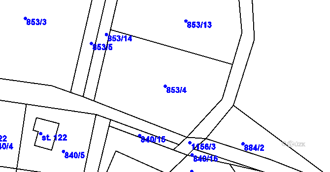 Parcela st. 853/4 v KÚ Hynčice pod Sušinou, Katastrální mapa