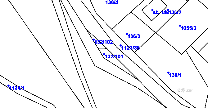 Parcela st. 132/101 v KÚ Hynčice pod Sušinou, Katastrální mapa