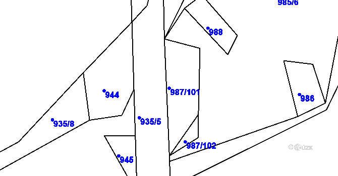 Parcela st. 987/101 v KÚ Hynčice pod Sušinou, Katastrální mapa