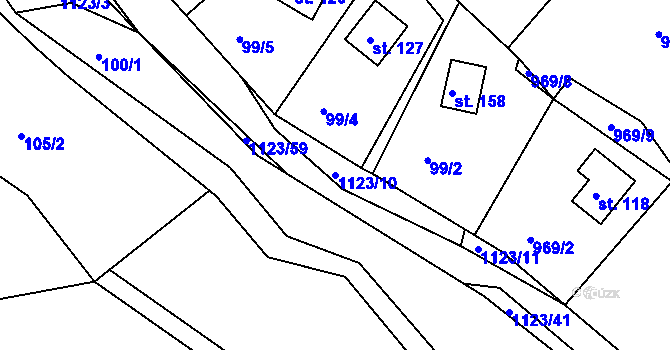 Parcela st. 1123/10 v KÚ Hynčice pod Sušinou, Katastrální mapa