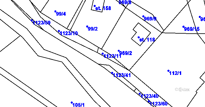 Parcela st. 1123/11 v KÚ Hynčice pod Sušinou, Katastrální mapa