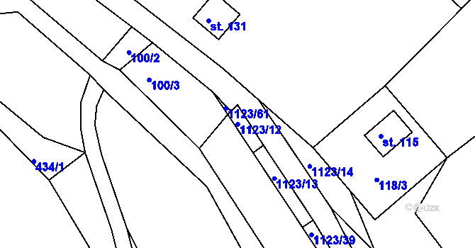Parcela st. 1123/12 v KÚ Hynčice pod Sušinou, Katastrální mapa