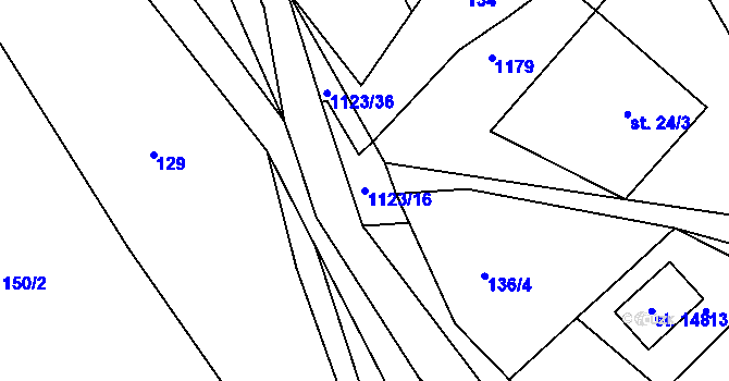 Parcela st. 1123/16 v KÚ Hynčice pod Sušinou, Katastrální mapa