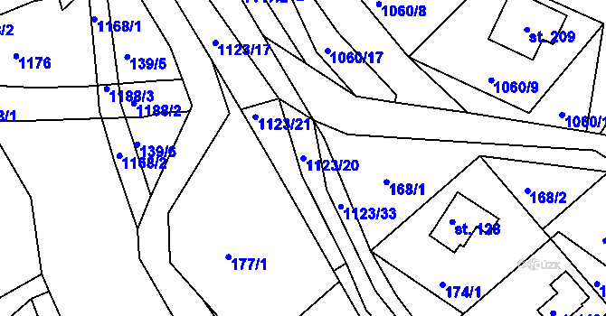 Parcela st. 1123/20 v KÚ Hynčice pod Sušinou, Katastrální mapa