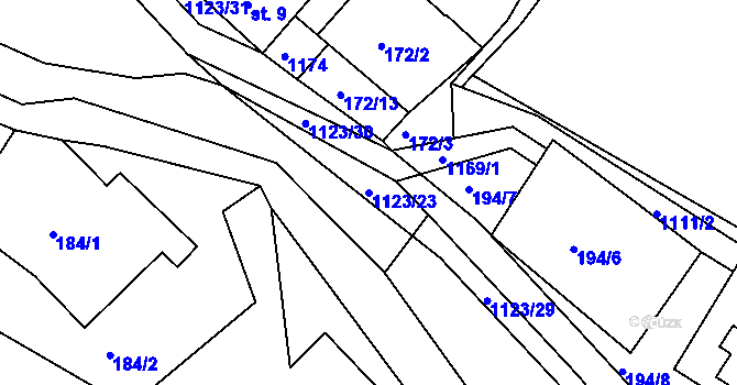 Parcela st. 1123/23 v KÚ Hynčice pod Sušinou, Katastrální mapa