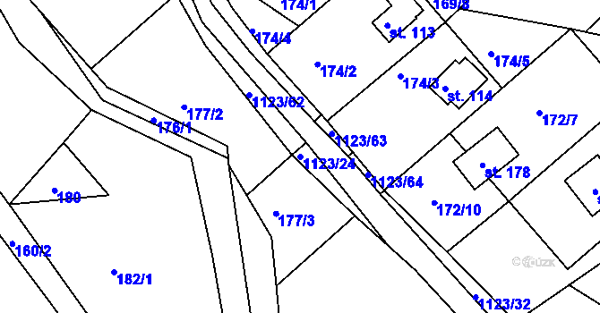 Parcela st. 1123/24 v KÚ Hynčice pod Sušinou, Katastrální mapa