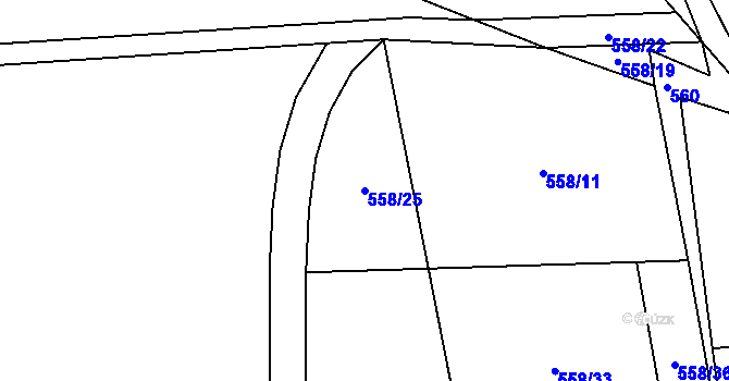 Parcela st. 558/25 v KÚ Hynčice pod Sušinou, Katastrální mapa