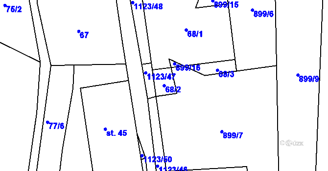 Parcela st. 68/2 v KÚ Hynčice pod Sušinou, Katastrální mapa