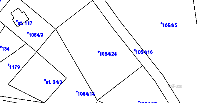 Parcela st. 1054/24 v KÚ Hynčice pod Sušinou, Katastrální mapa