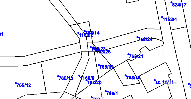 Parcela st. 768/26 v KÚ Hynčice pod Sušinou, Katastrální mapa