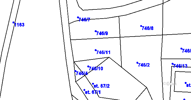 Parcela st. 746/11 v KÚ Hynčice pod Sušinou, Katastrální mapa