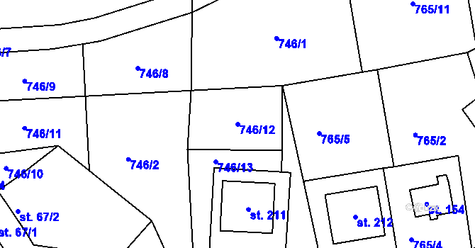 Parcela st. 746/12 v KÚ Hynčice pod Sušinou, Katastrální mapa