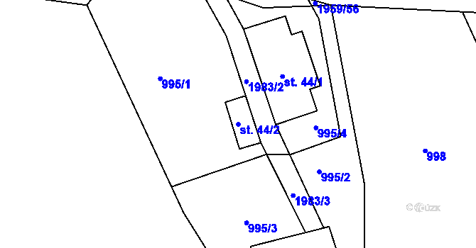 Parcela st. 44/2 v KÚ Chrastice, Katastrální mapa