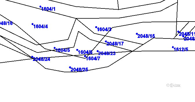 Parcela st. 2048/23 v KÚ Chrastice, Katastrální mapa