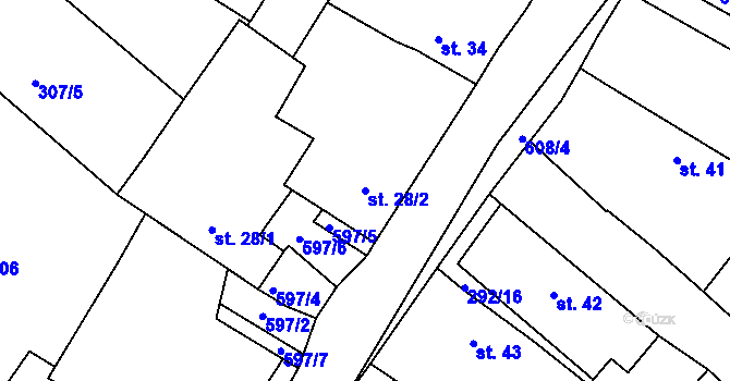 Parcela st. 28/2 v KÚ Chrástov u Horní Cerekve, Katastrální mapa