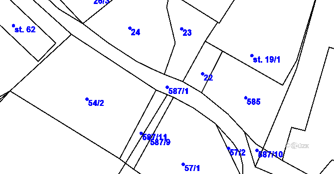 Parcela st. 587/1 v KÚ Chrástov u Horní Cerekve, Katastrální mapa